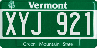 VT license plate XYJ921