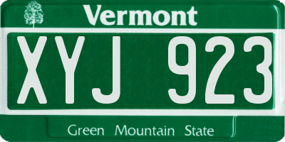 VT license plate XYJ923