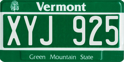 VT license plate XYJ925