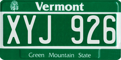 VT license plate XYJ926