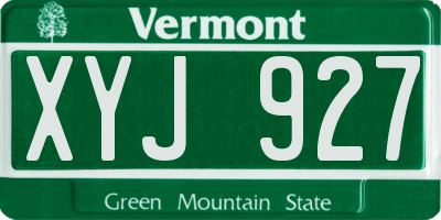 VT license plate XYJ927