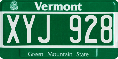 VT license plate XYJ928