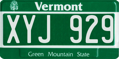 VT license plate XYJ929