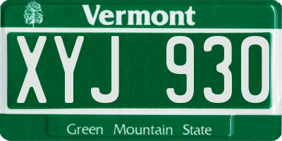 VT license plate XYJ930