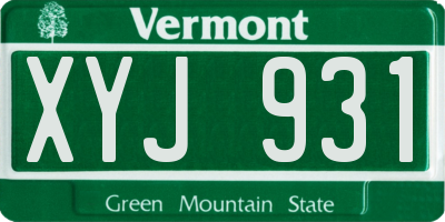 VT license plate XYJ931