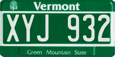 VT license plate XYJ932