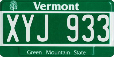 VT license plate XYJ933