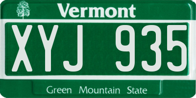 VT license plate XYJ935