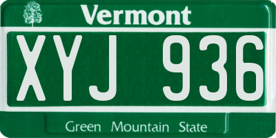 VT license plate XYJ936