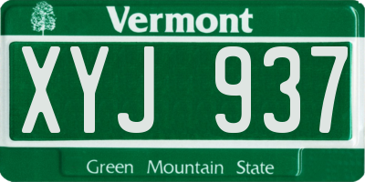 VT license plate XYJ937