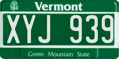 VT license plate XYJ939