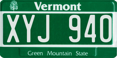 VT license plate XYJ940