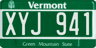 VT license plate XYJ941