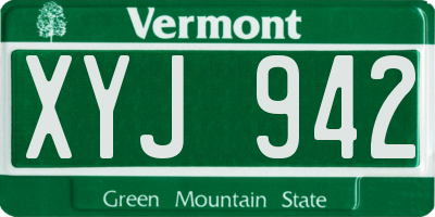 VT license plate XYJ942