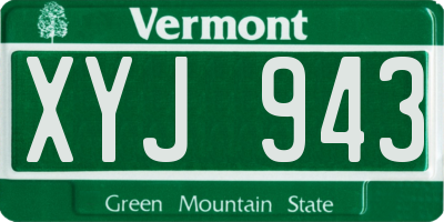 VT license plate XYJ943