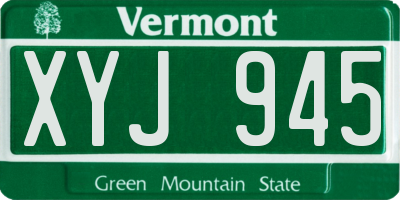 VT license plate XYJ945