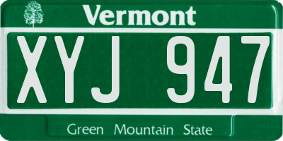 VT license plate XYJ947