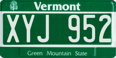VT license plate XYJ952