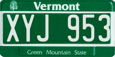 VT license plate XYJ953