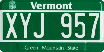 VT license plate XYJ957