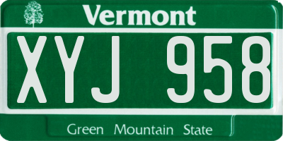 VT license plate XYJ958