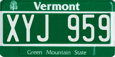 VT license plate XYJ959