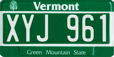 VT license plate XYJ961