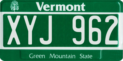 VT license plate XYJ962