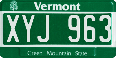 VT license plate XYJ963