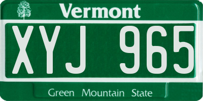 VT license plate XYJ965