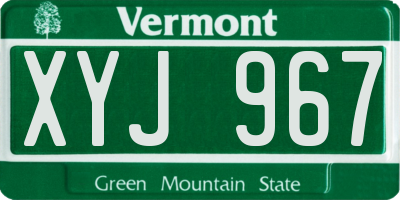 VT license plate XYJ967