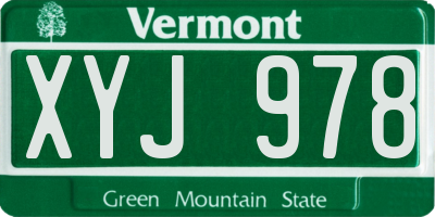 VT license plate XYJ978