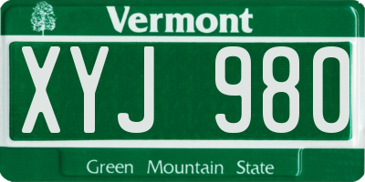 VT license plate XYJ980