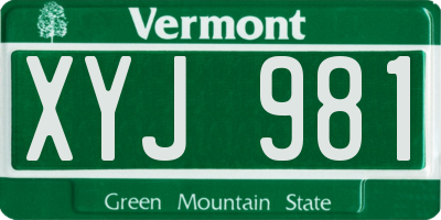 VT license plate XYJ981