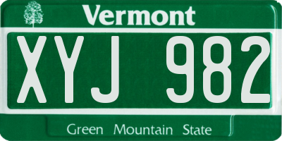 VT license plate XYJ982