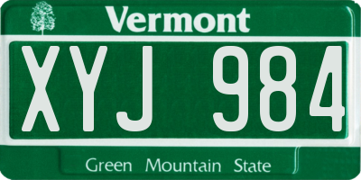 VT license plate XYJ984