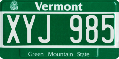 VT license plate XYJ985