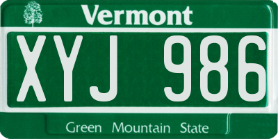 VT license plate XYJ986