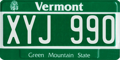 VT license plate XYJ990