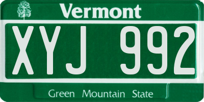 VT license plate XYJ992