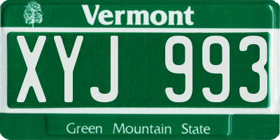 VT license plate XYJ993