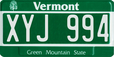 VT license plate XYJ994