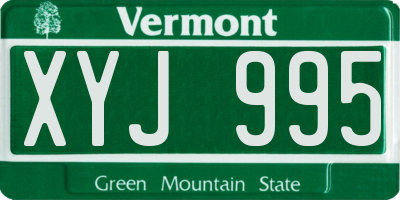 VT license plate XYJ995