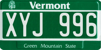 VT license plate XYJ996