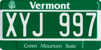 VT license plate XYJ997