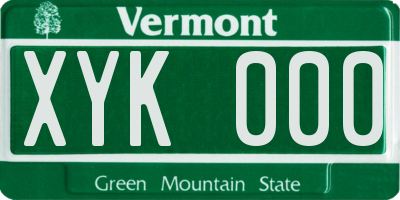 VT license plate XYK000