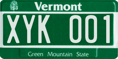 VT license plate XYK001