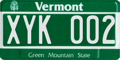 VT license plate XYK002