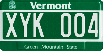 VT license plate XYK004
