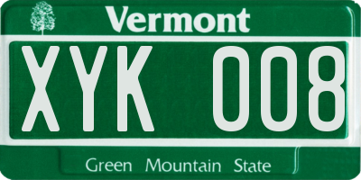 VT license plate XYK008